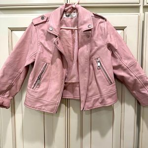 Girls pink faux leather jacket, H&M size 4/5.
